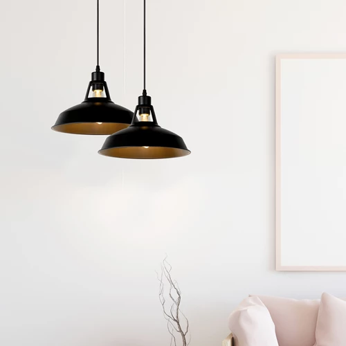 Lucide BRASSY-BIS - Hanglamp - Ø 31 cm - 1xE27 - Zwart - sfeer 1